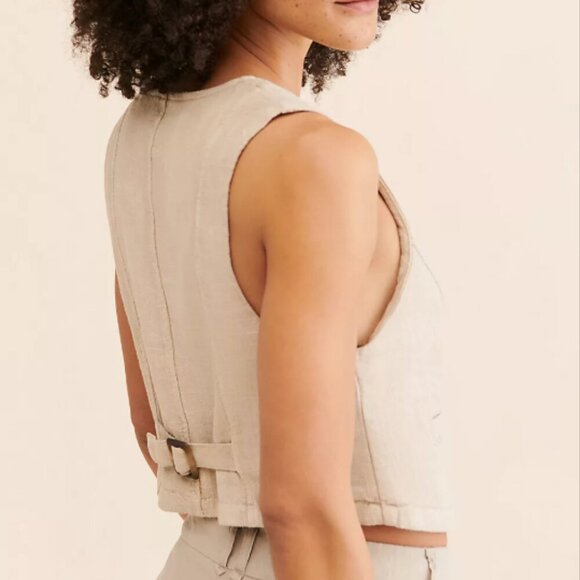 Free People We the Free Charley Textured Vest in Neutral Size Small - Picture 2 of 8